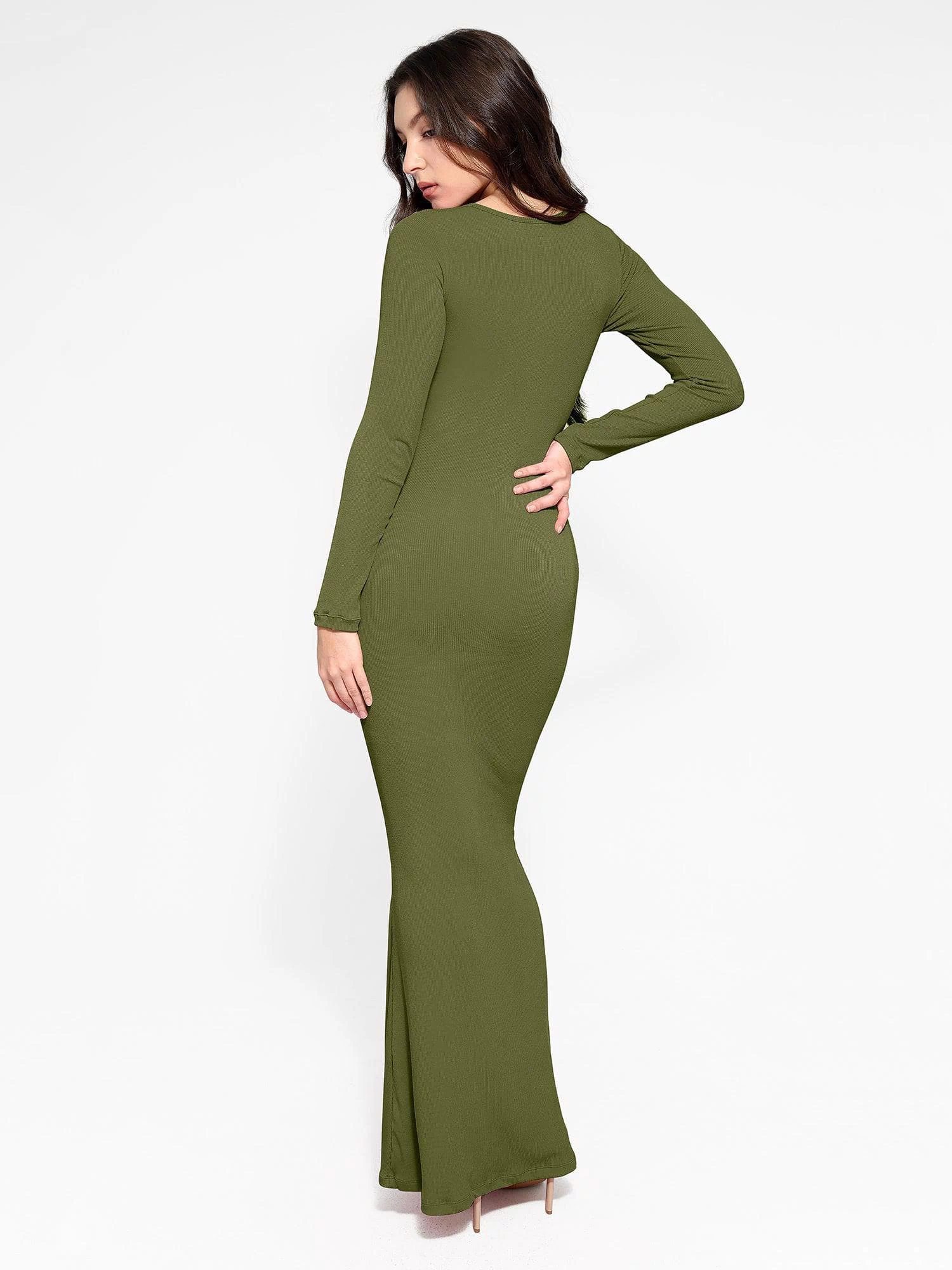 Olive Green Maxi Dress with shapewear by Popilush®