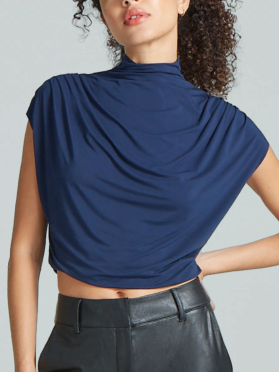 Butter Draped Mockneck Short Sleeve Crop Top