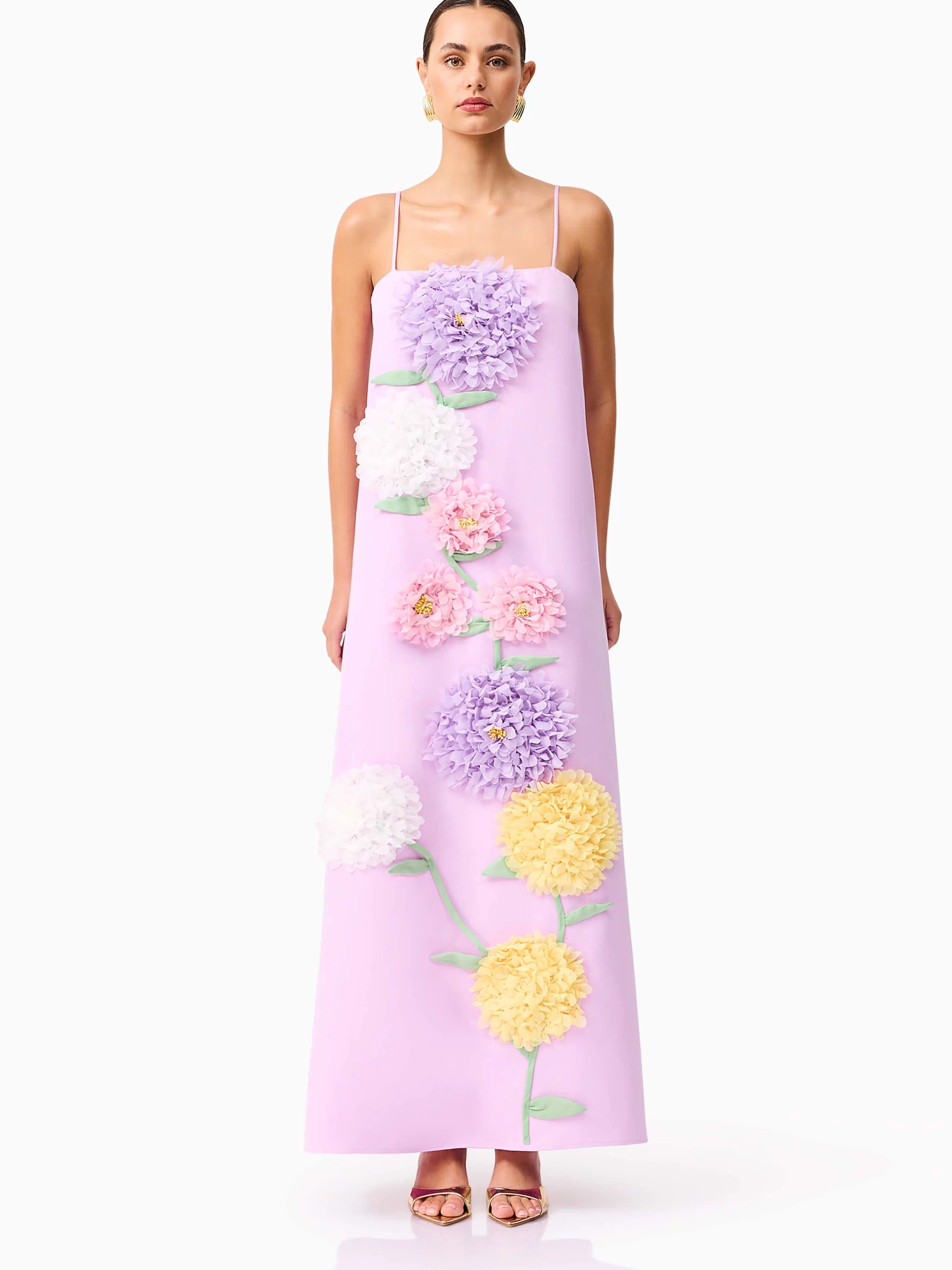 Buttercup Embroidered Maxi Dress in Purple