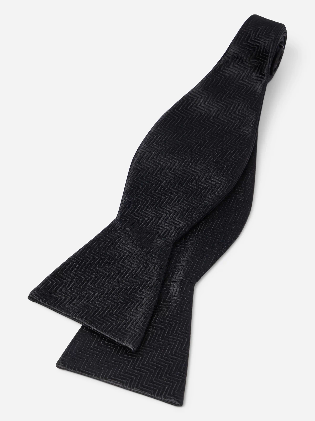 Herringbone Black Bow Tie Layflat Image