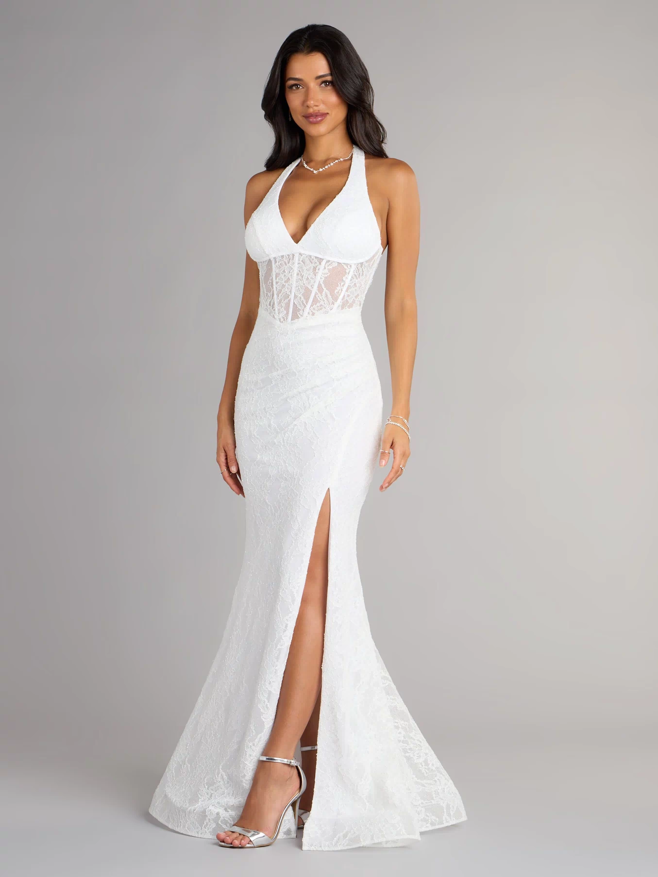 The Cadie Halter Corset Slit Lace Formal Dress is your new go-to Windsor dress—effortless, versatile, and made to create a formal look for Prom 2026, weddings, or college formals in seconds.