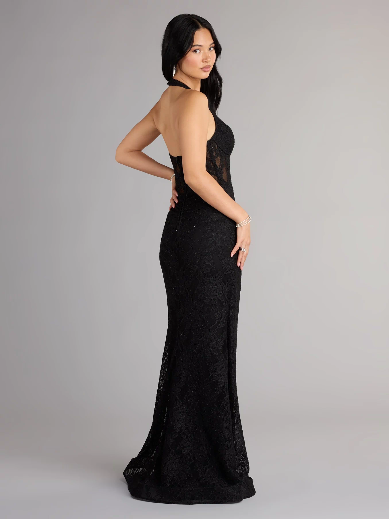 This prom dress, the Cadie Halter Corset Slit Lace Formal Dress , features a sleek, floor-length design with trend-forward details that capture the excitement of Prom 2026.