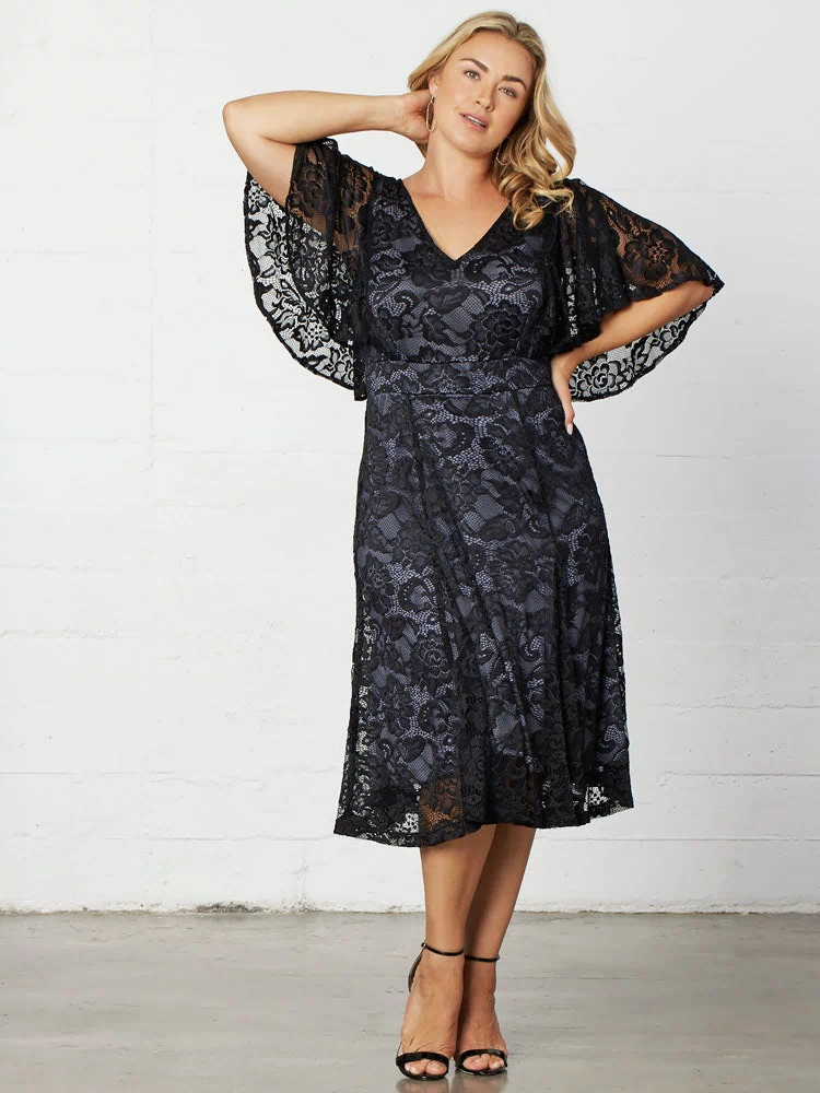 Camille Lace Cocktail Dress in Storm Grey