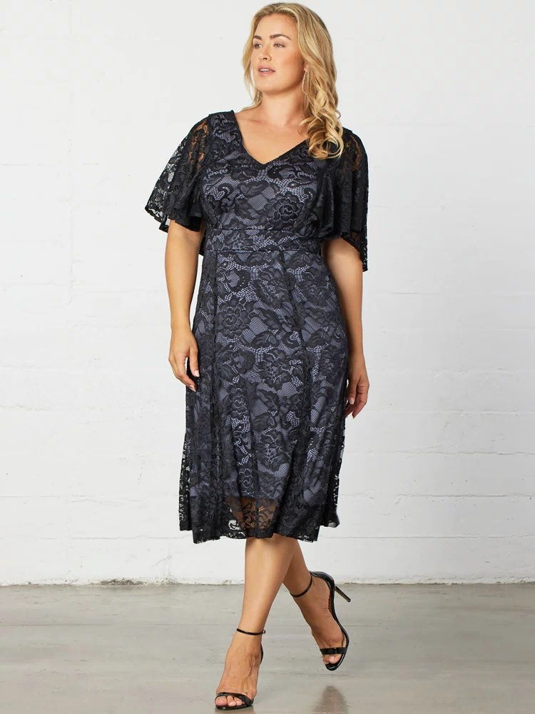 Camille Lace Cocktail Dress in Storm Grey