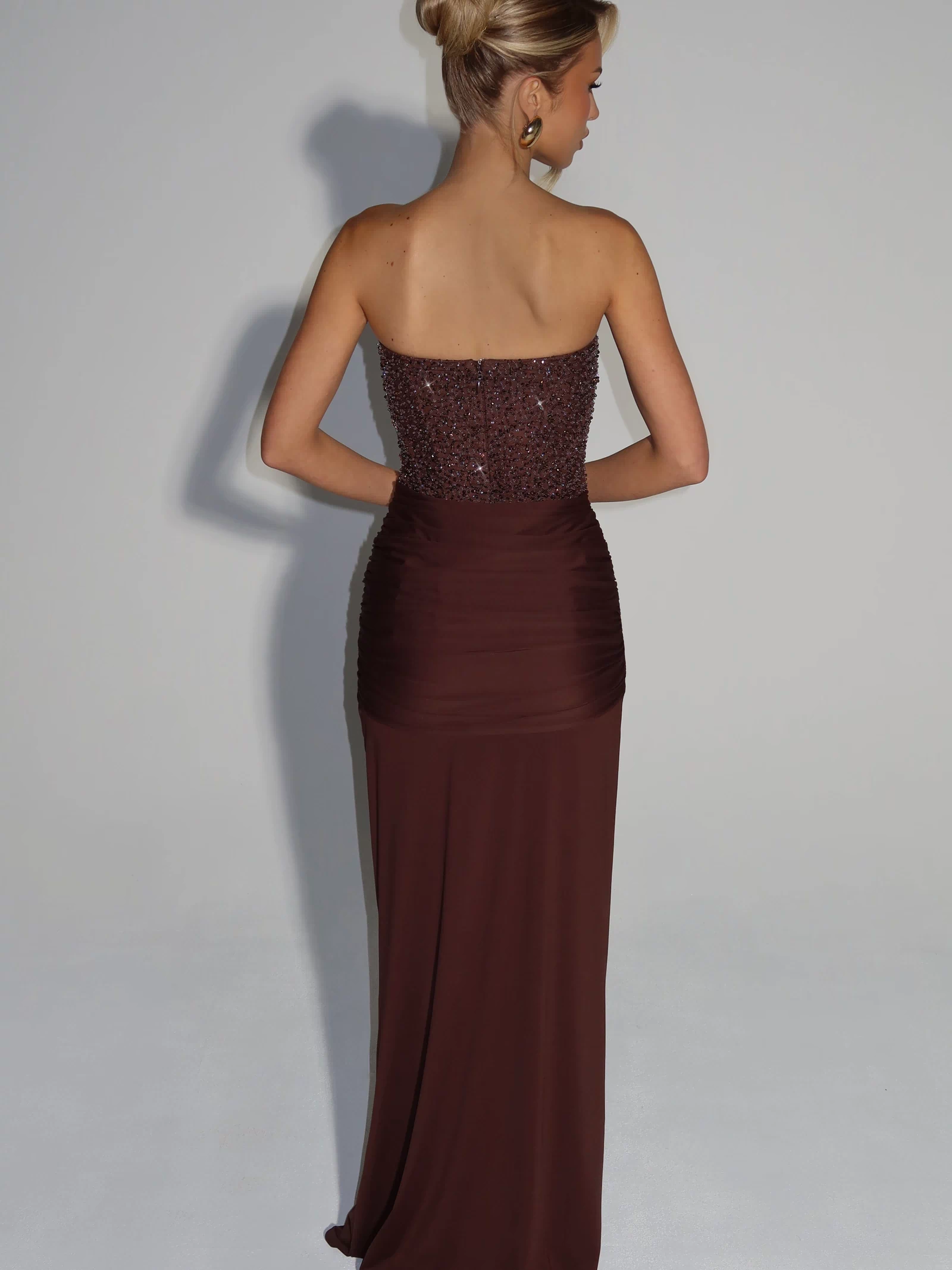 Carina Maxi Dress - Plum Brown Dress Babyboo Fashion Premium Exclusive Design