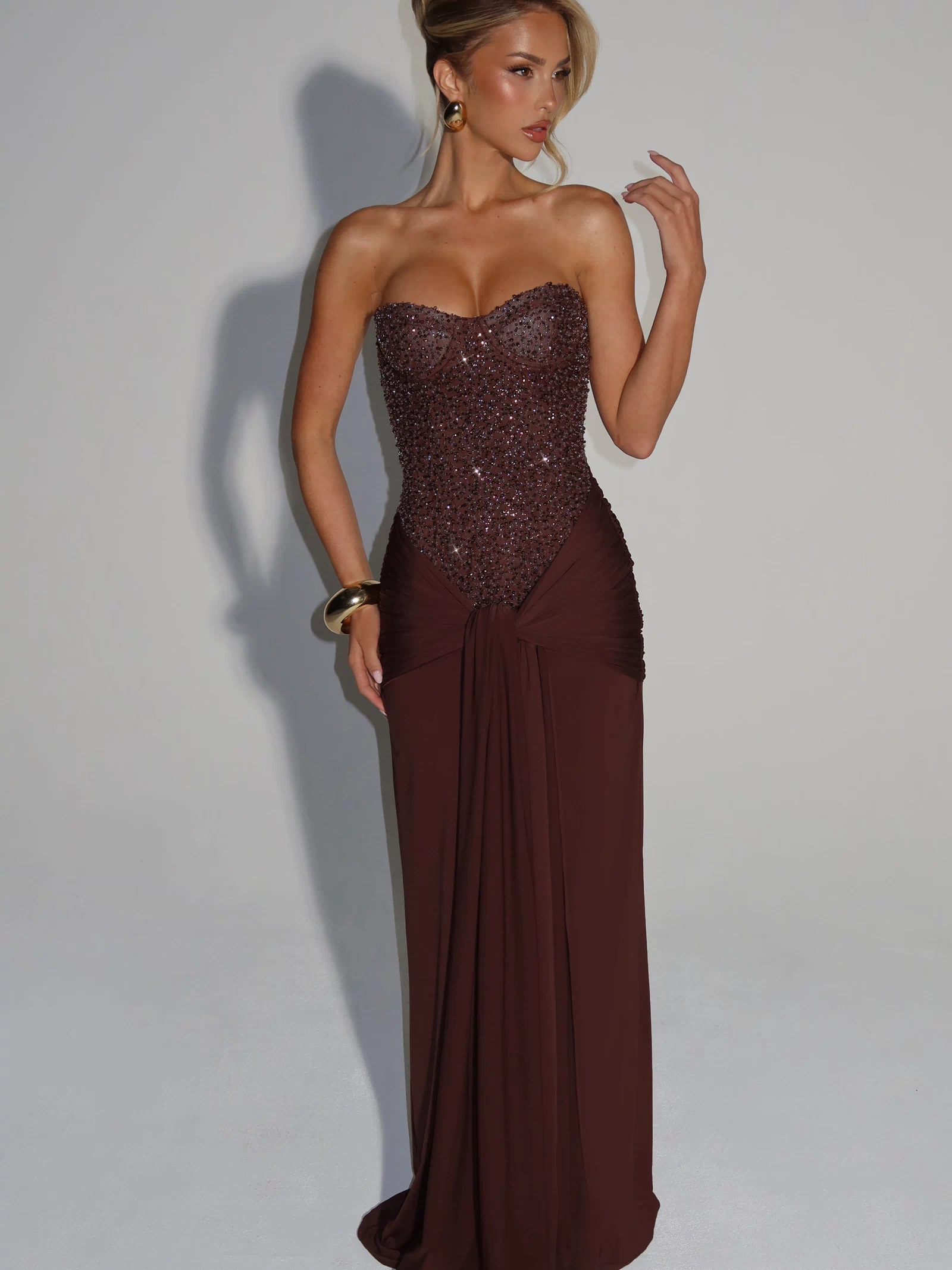 Carina Maxi Dress - Plum Brown Dress Babyboo Fashion Premium Exclusive Design