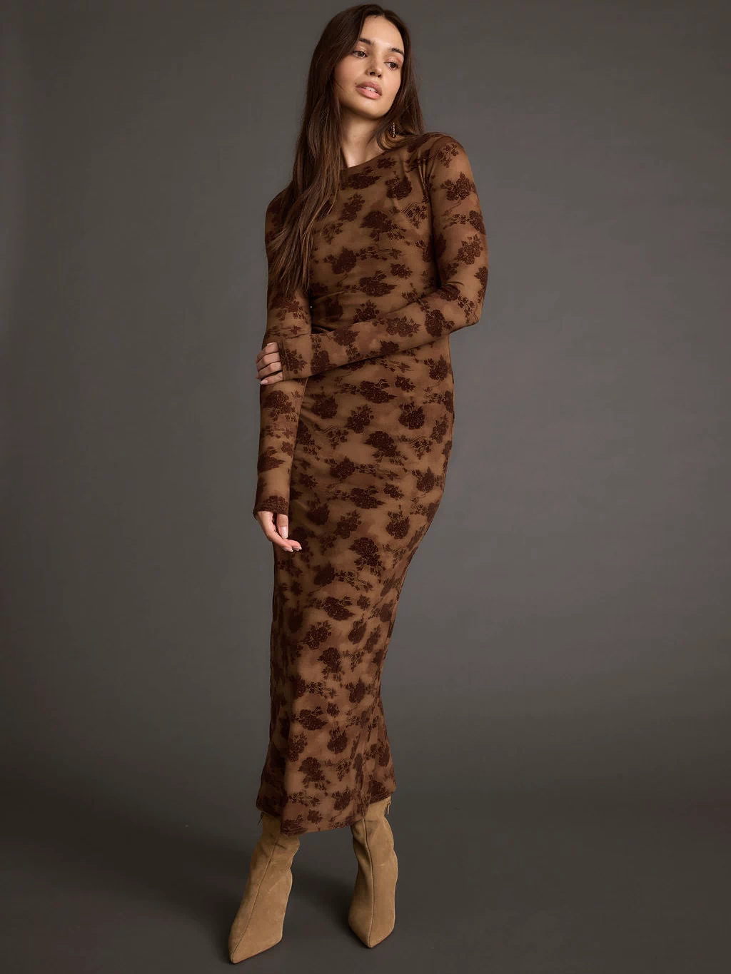 Casanova Brown Floral Maxi Dress