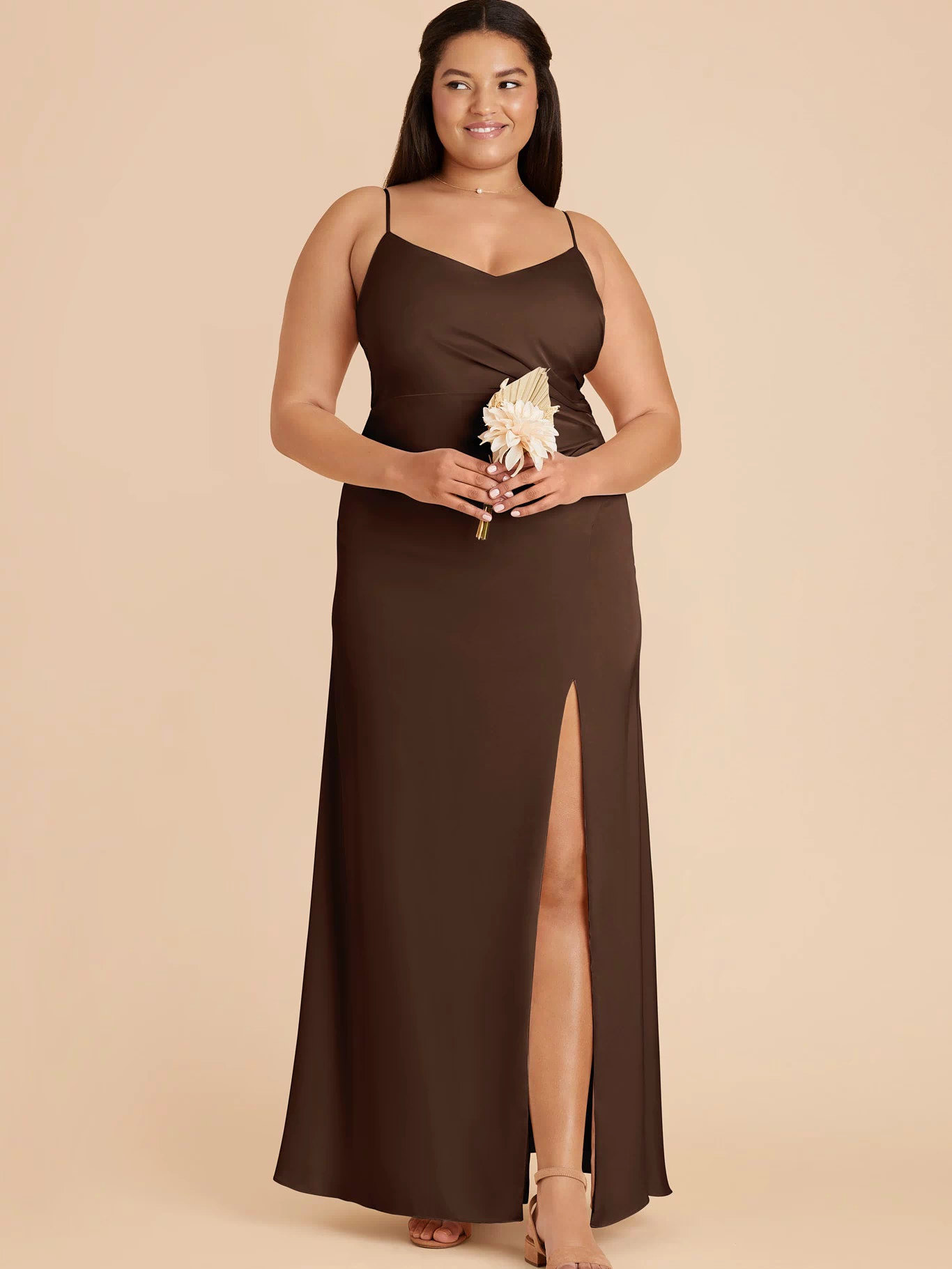Catherine Matte Satin Dress - Espresso 3X / ESPRESSO / Rush Production