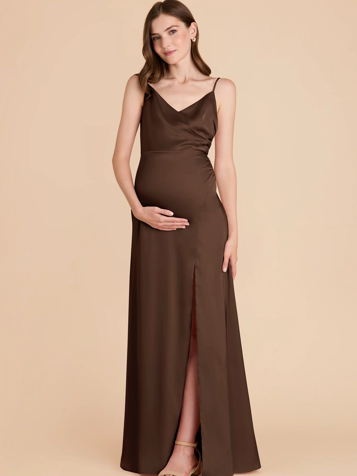 Catherine Matte Satin Dress - Espresso XXL / ESPRESSO / Rush Production