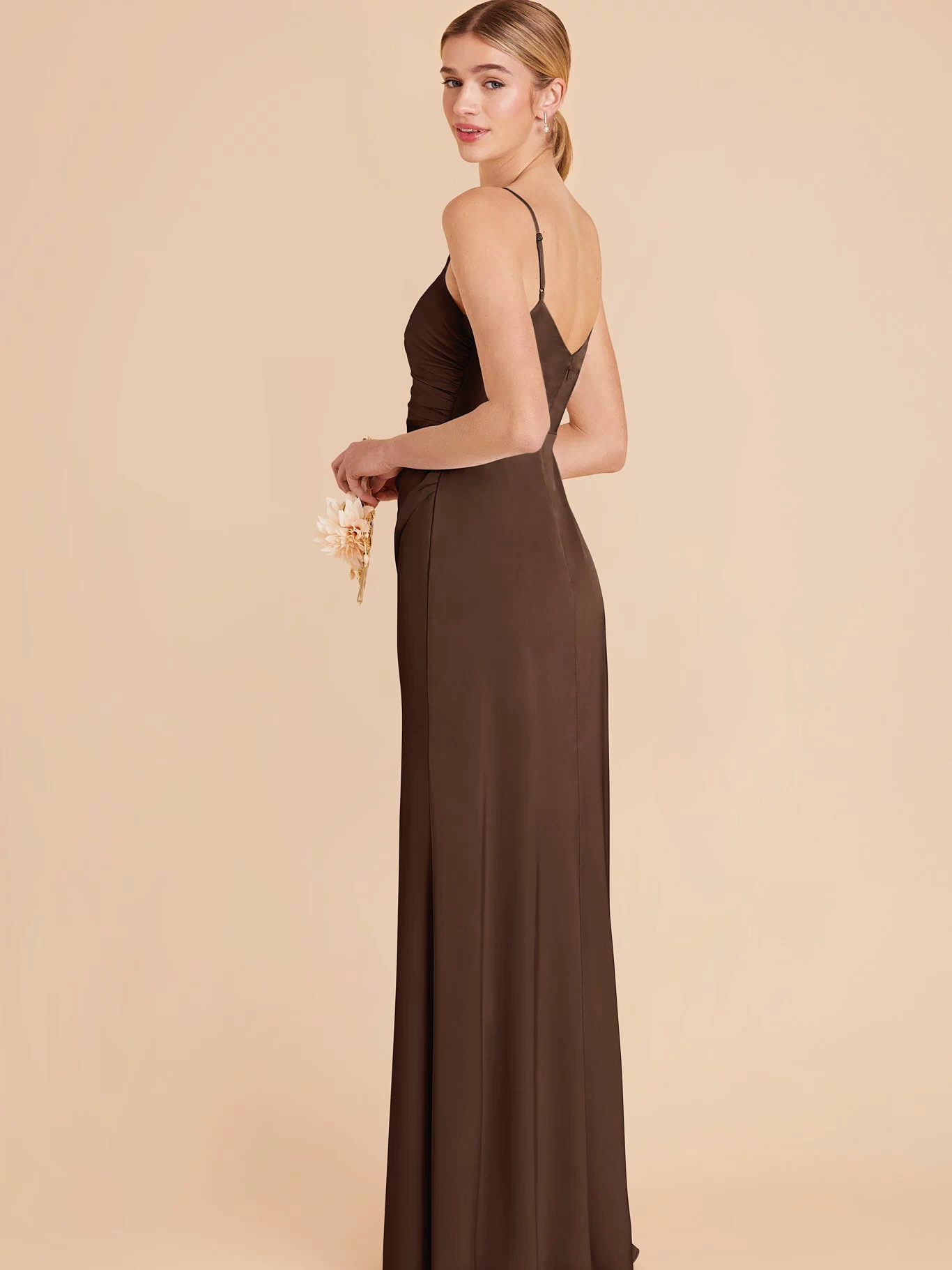Catherine Matte Satin Dress - Espresso XXL / ESPRESSO / Rush Production