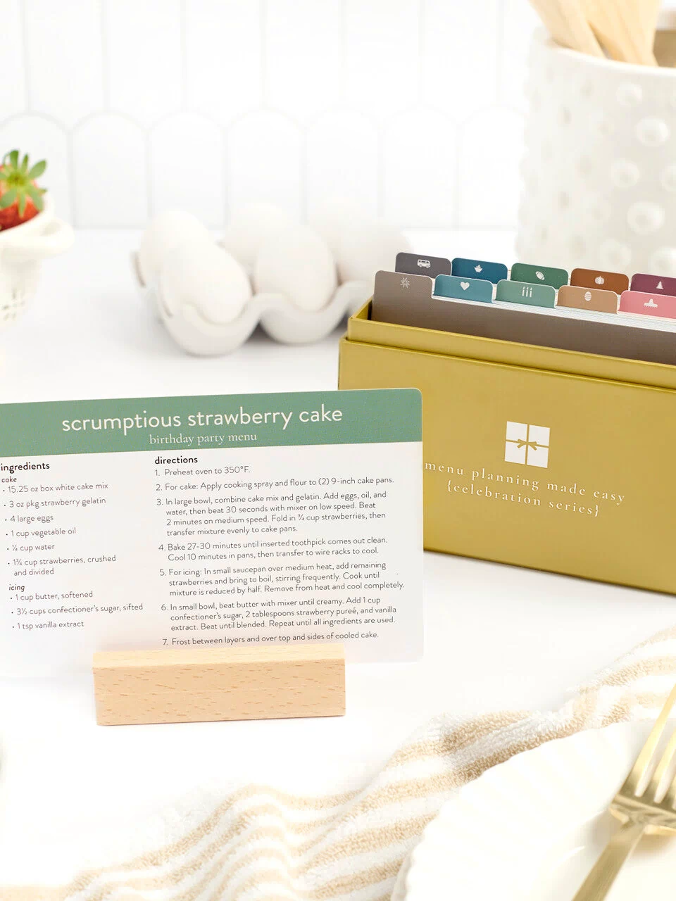 celebration menu box with recipe card