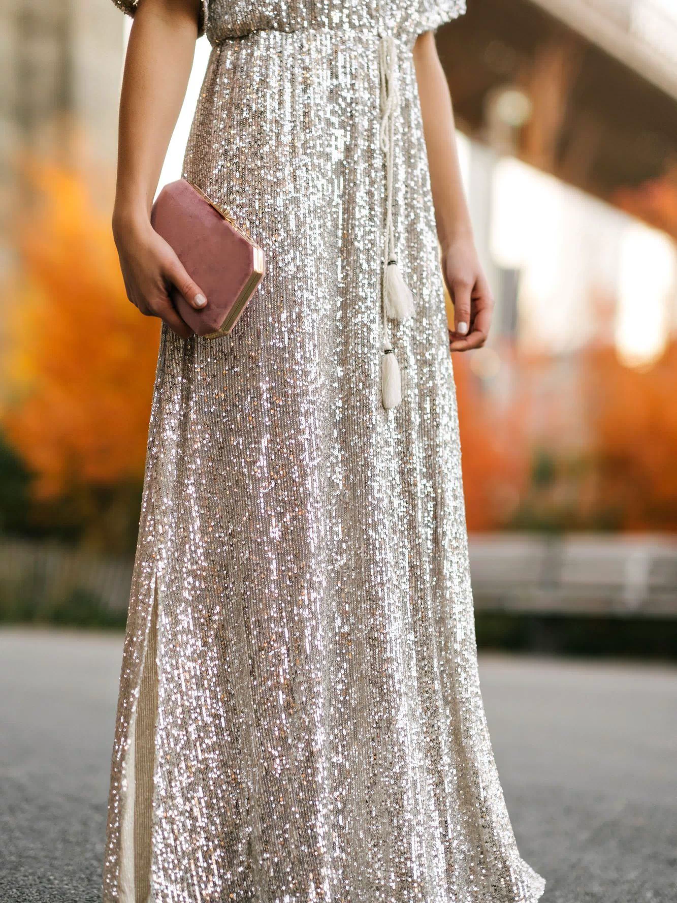 Celia Silver Sequin Maxi Dress Dresses Sage