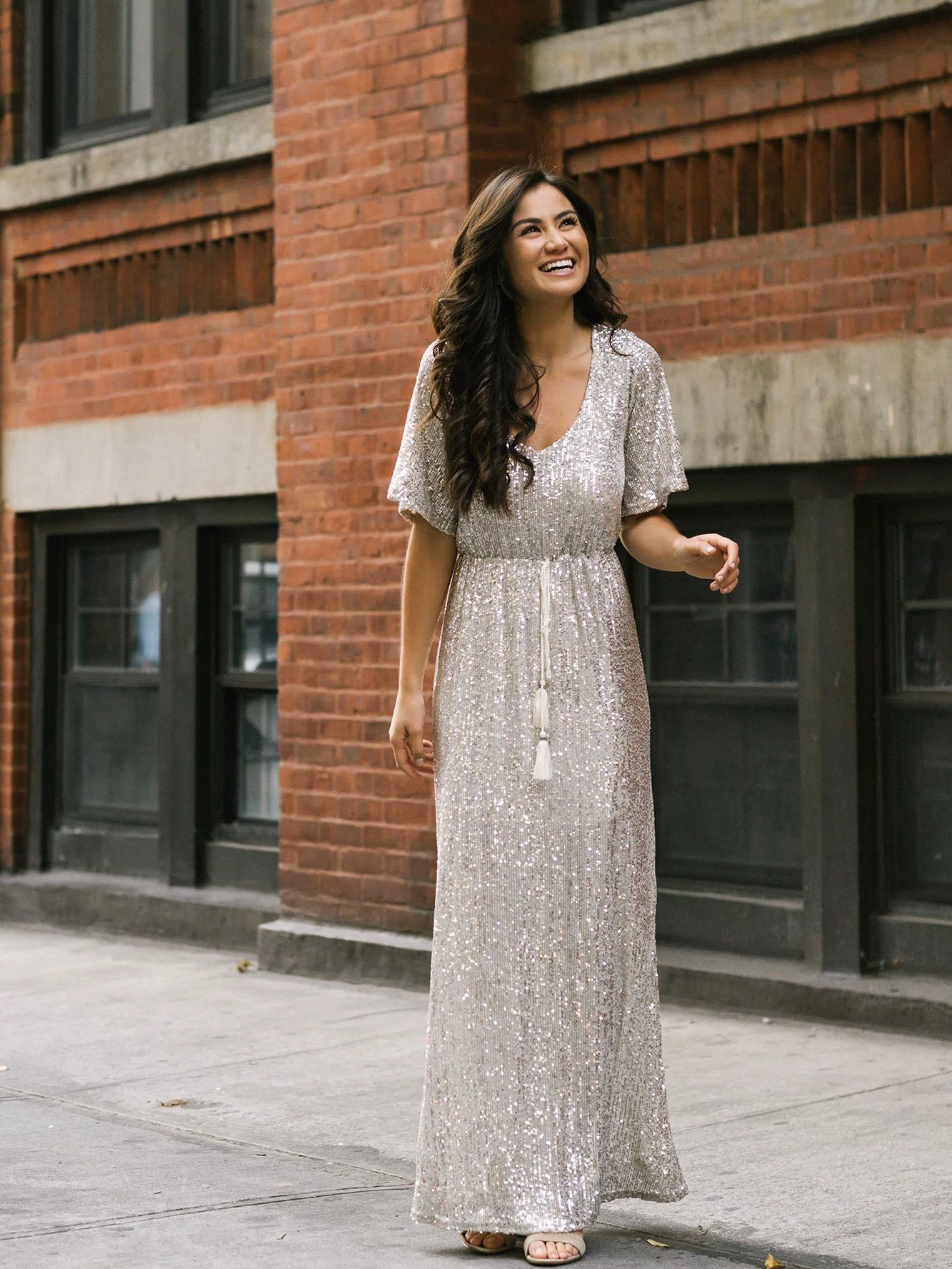 Celia Silver Sequin Maxi Dress Dresses Sage