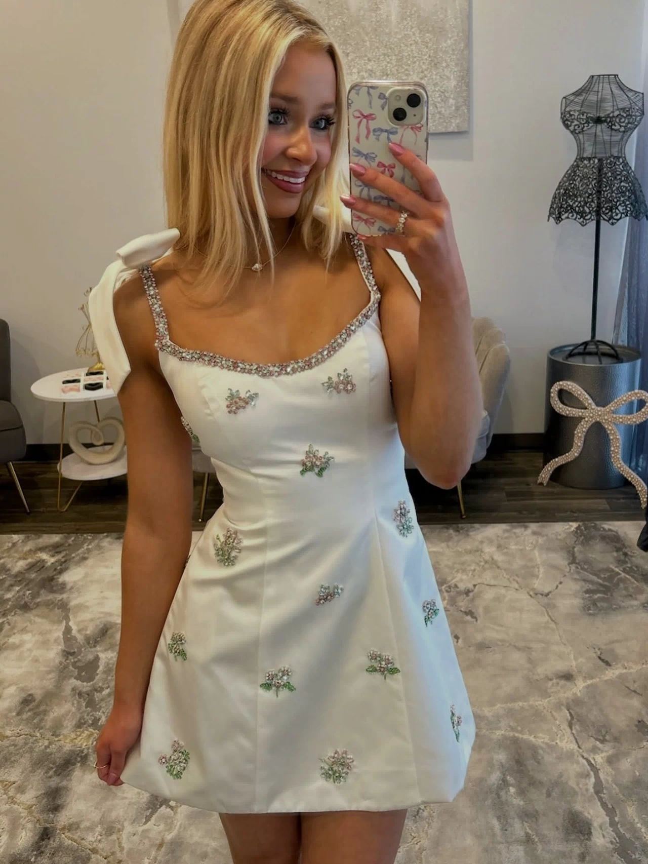 Charming Black/White Beaded Mini Homecoming Dresses