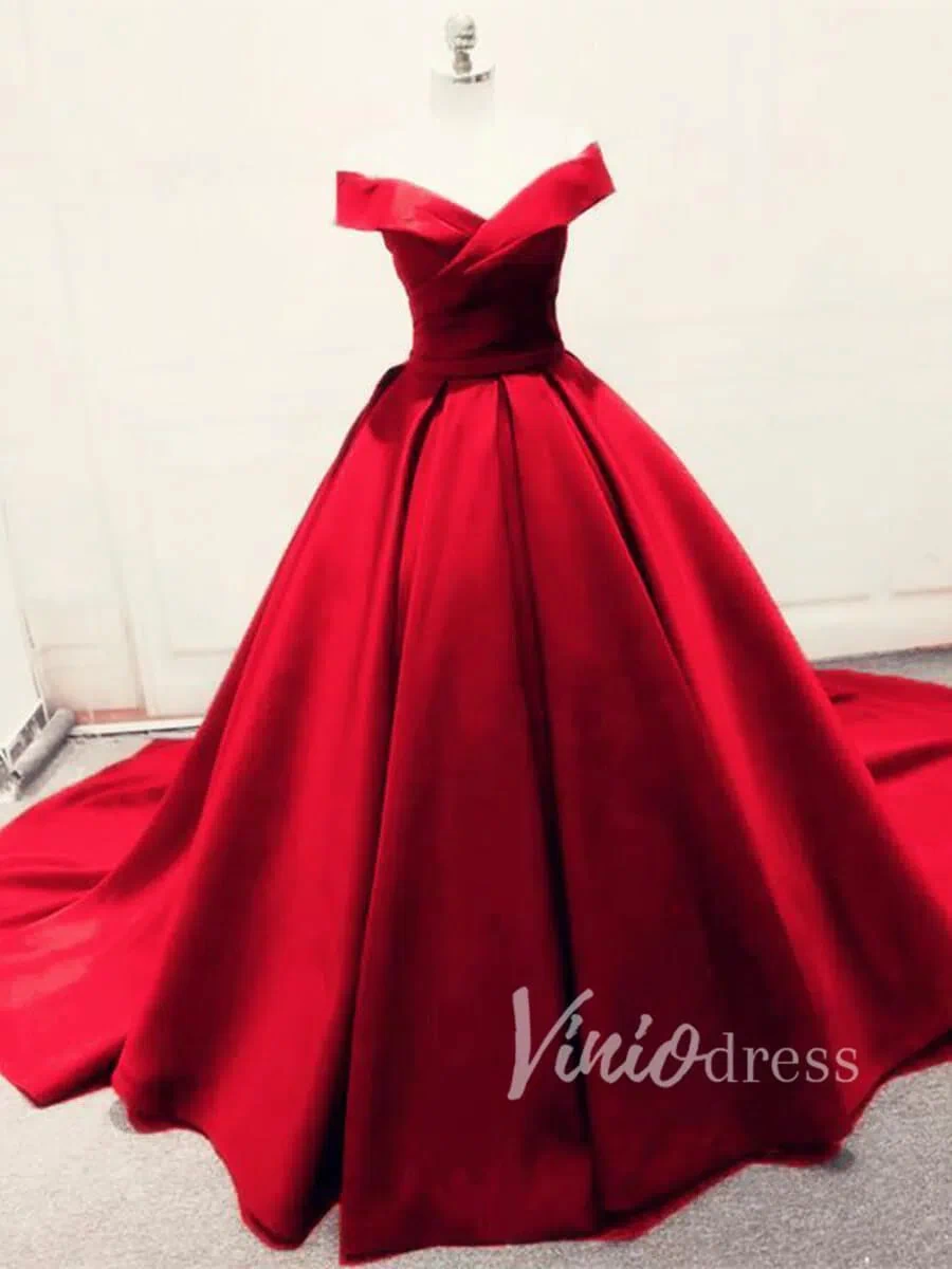 Simple Green Satin Prom Dresses Long FD1494-prom dresses 2025 -Viniodress-Red-Custom Size-