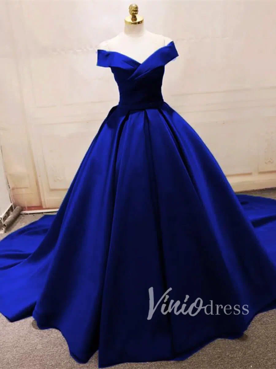 Simple Green Satin Prom Dresses Long FD1494-prom dresses 2025 -Viniodress-Royal Blue-Custom Size-