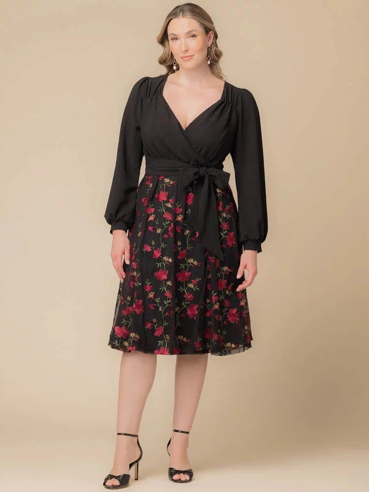 Chelsea Embroidered Midi Cocktail Dress in Floral Flare - Sale!