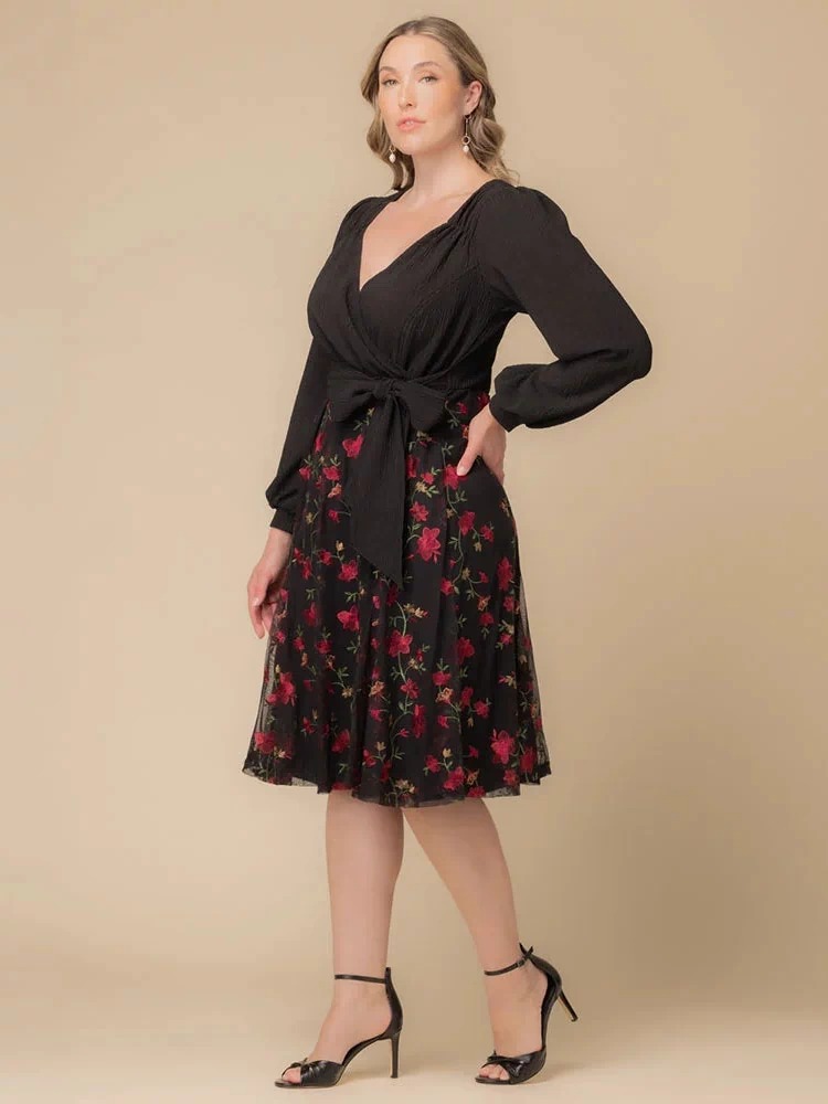 Chelsea Embroidered Midi Cocktail Dress in Floral Flare - Sale!