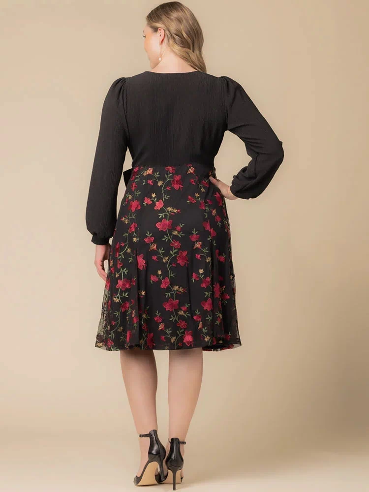 Chelsea Embroidered Midi Cocktail Dress in Floral Flare - Sale!