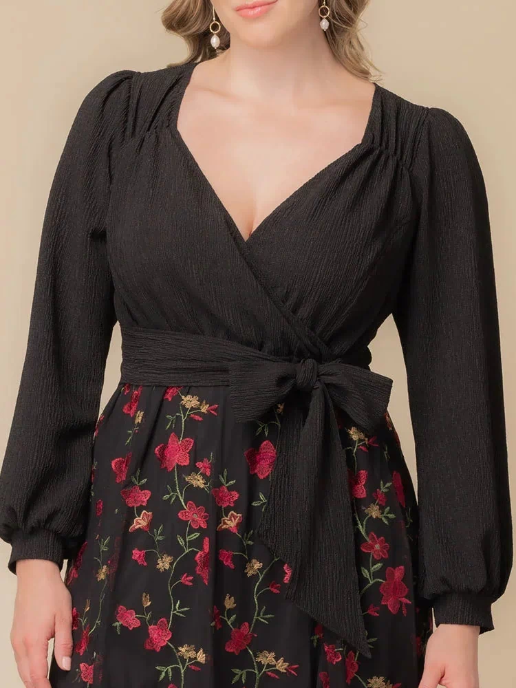 Chelsea Embroidered Midi Cocktail Dress in Floral Flare - Sale!