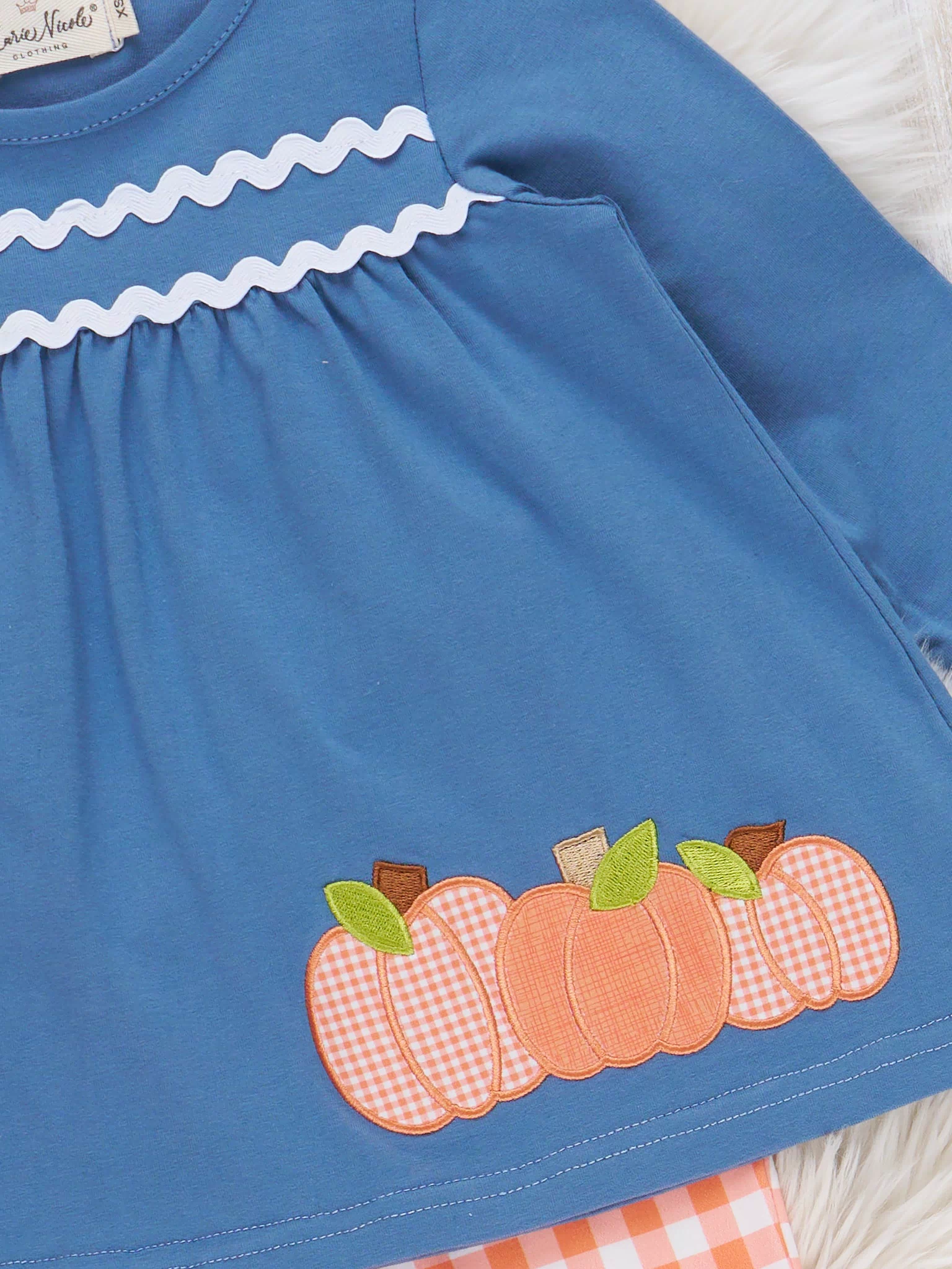 Chilly Pumpkin Picnic Embroidered Bell Bottom Ruffle Outfit - Marie Nicole Clothing