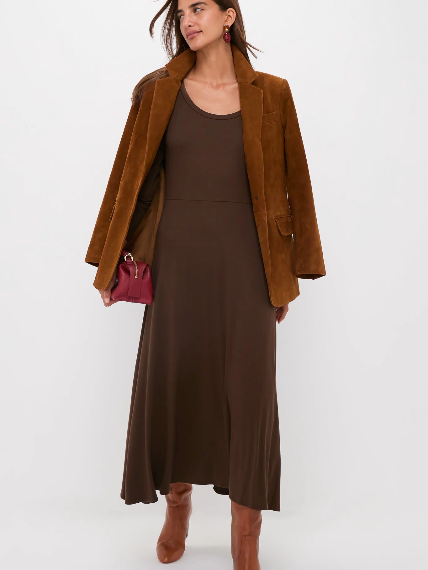 Brown Long Sleeve Sara Maxi Dress