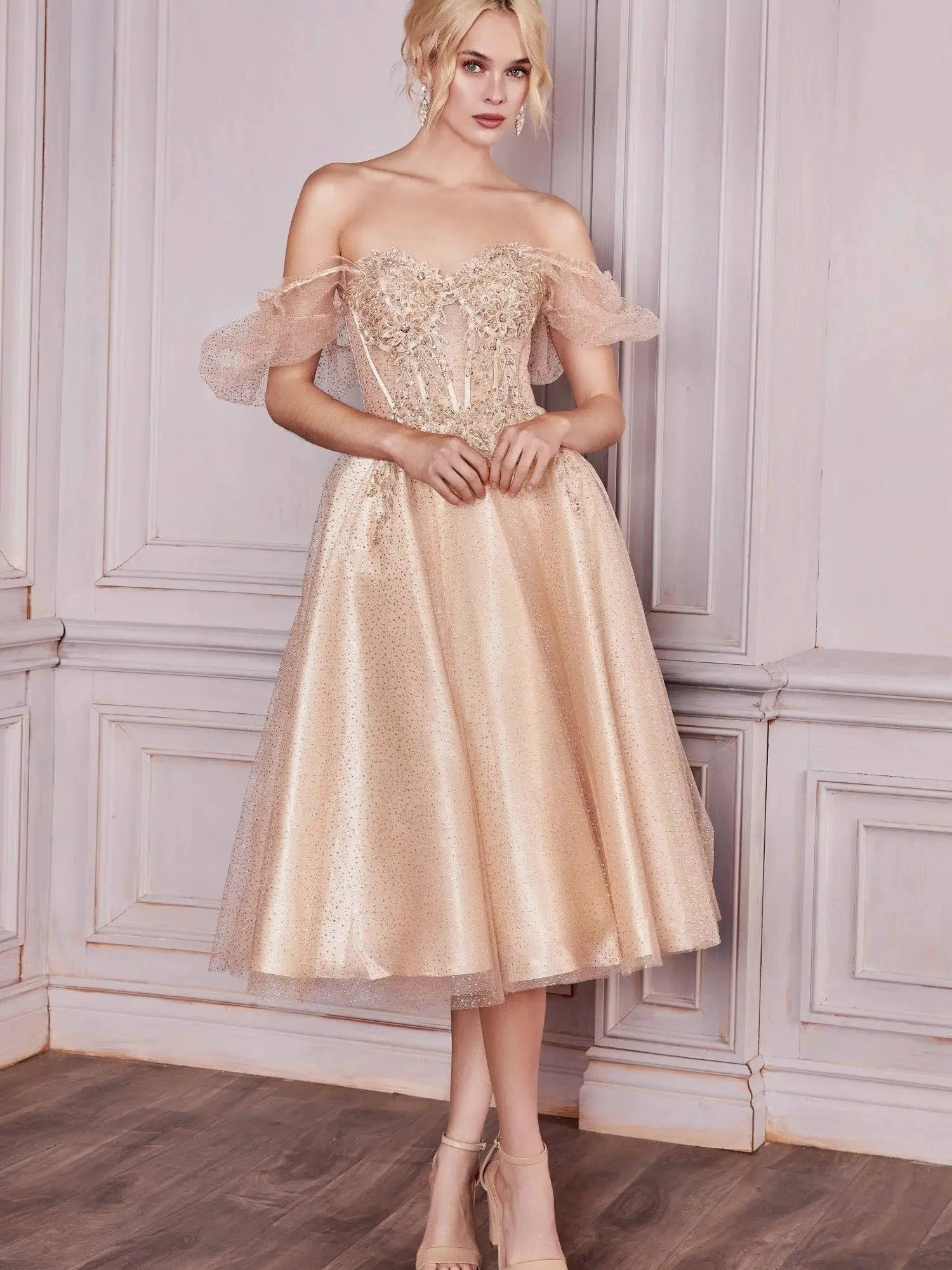 Cinderella Divine CD0187 Shimmering 3/4 Corset Short Dress Ladivine