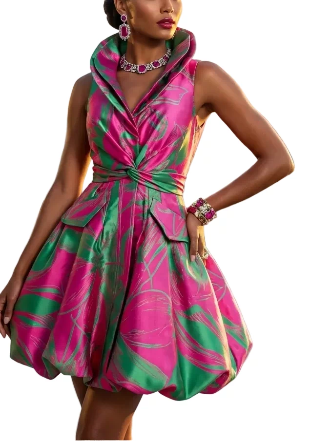 Classic Jacquard Brocade Bubble Dress - PG