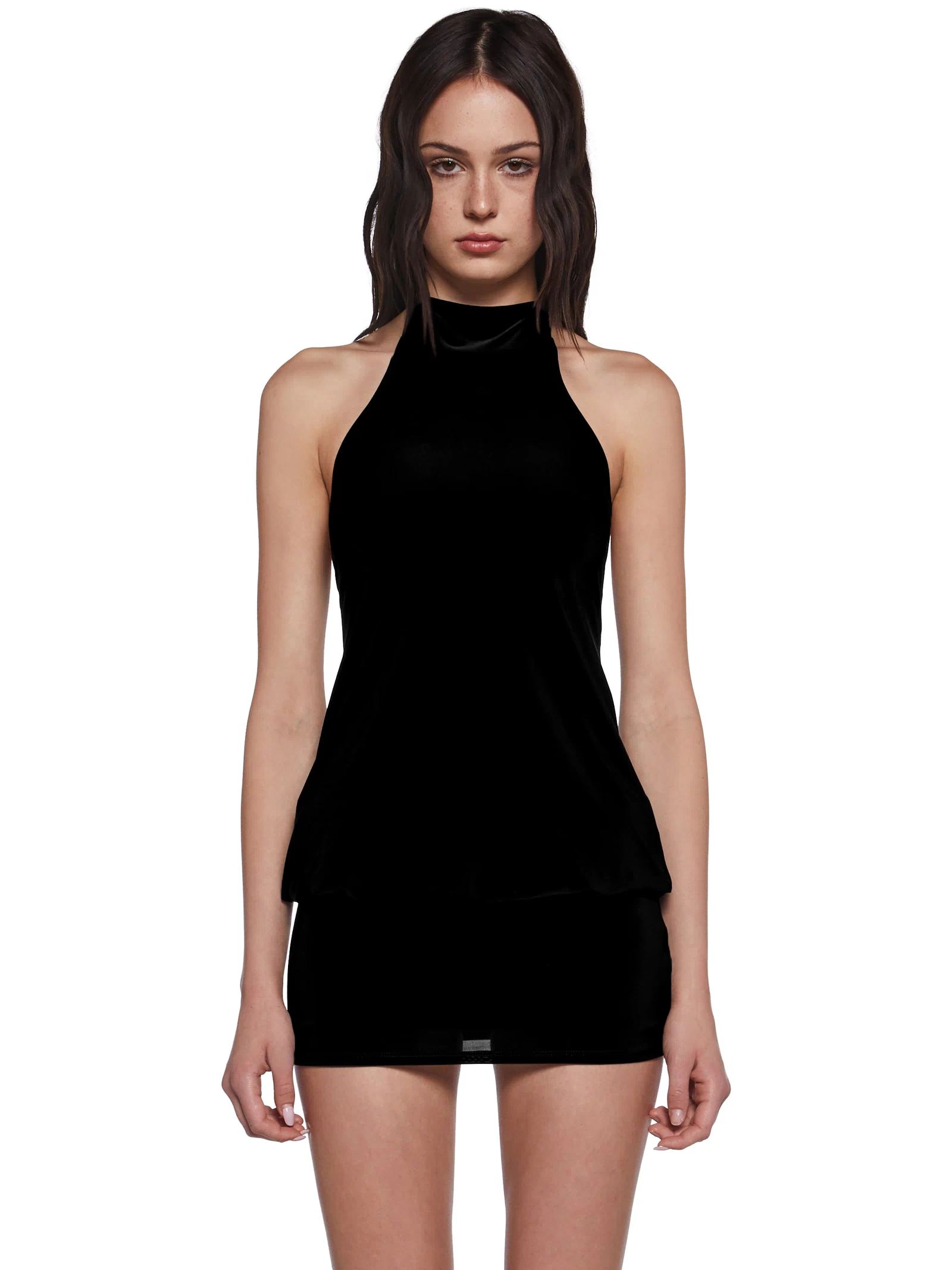 Club Moves Halter Dress -  Black