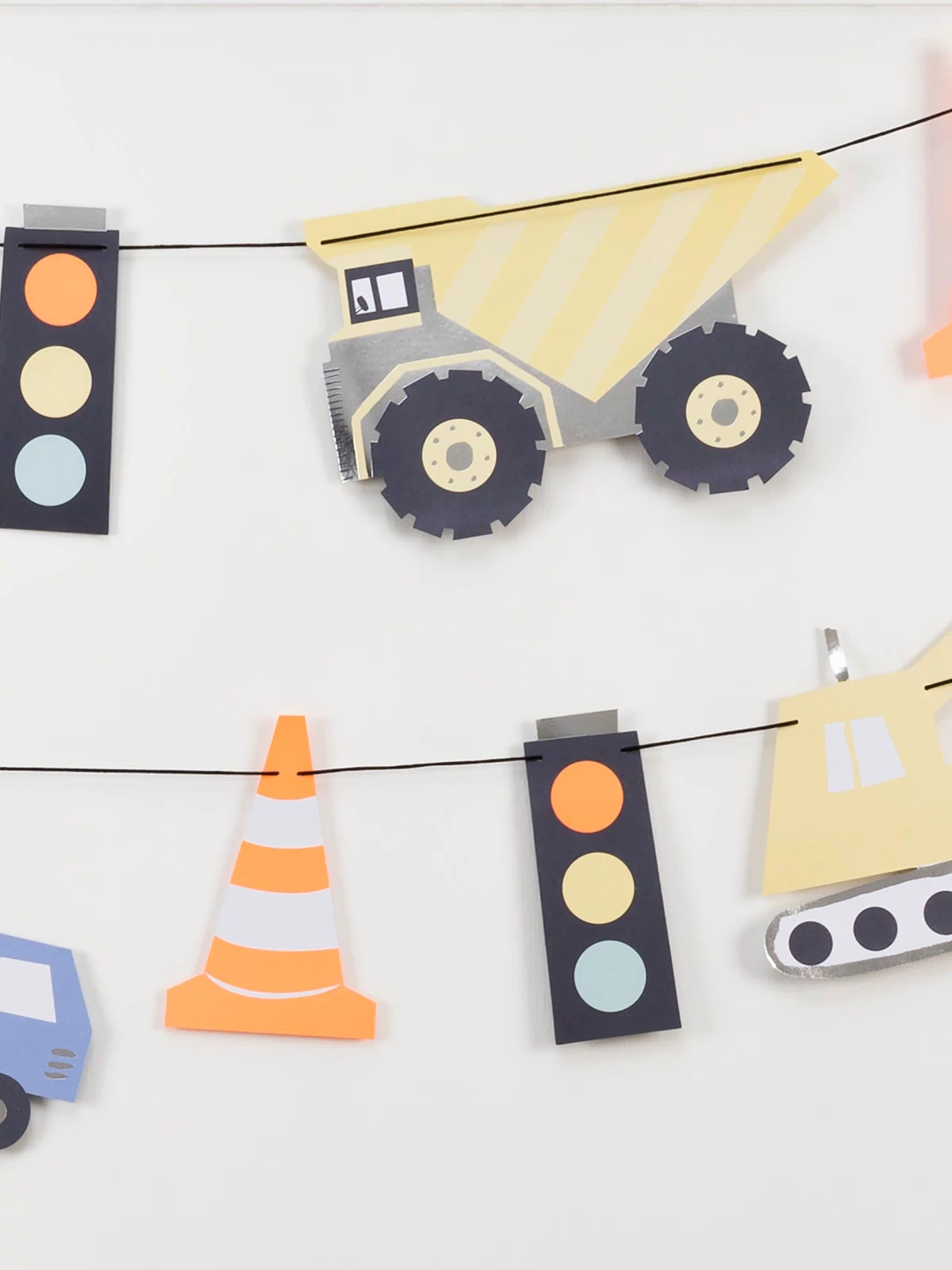Our colorful paper garland is perfect for a construction party. Image2