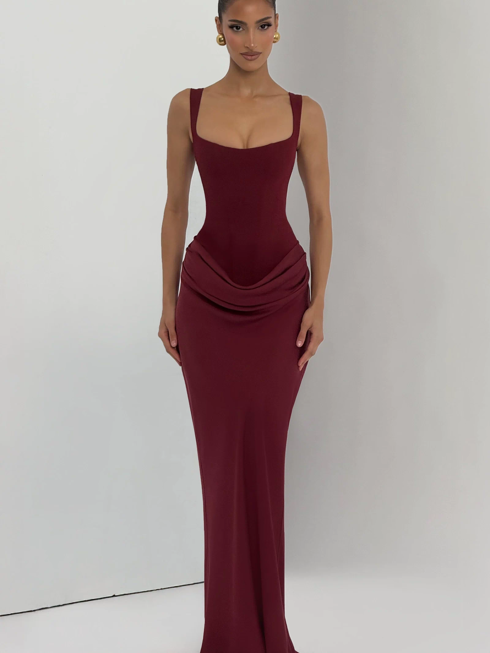 Cornelia Maxi Dress - Burgundy Dress Babyboo Fashion Premium Exclusive Design