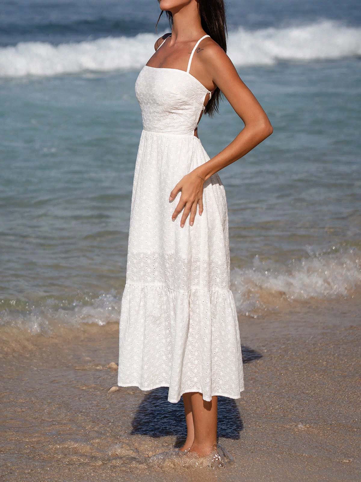 Women'S Woven Cotton Cover-ups Sustainable Beach Dress - BERLOOK