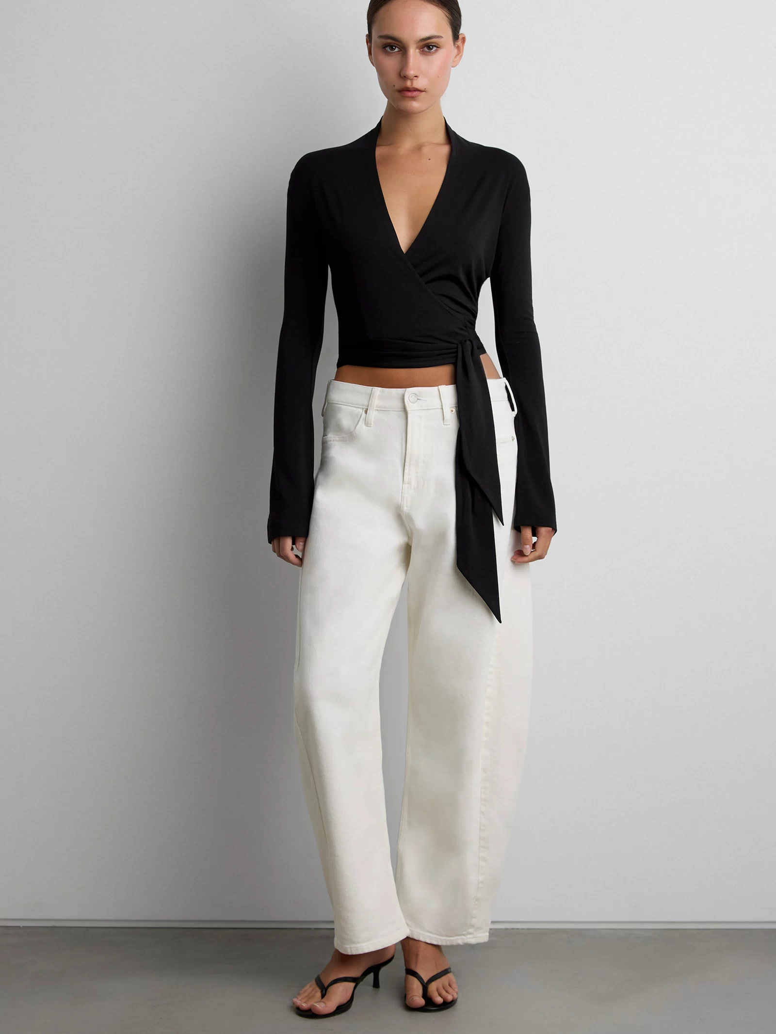 COTTON MODAL CROPPED WRAP TOP