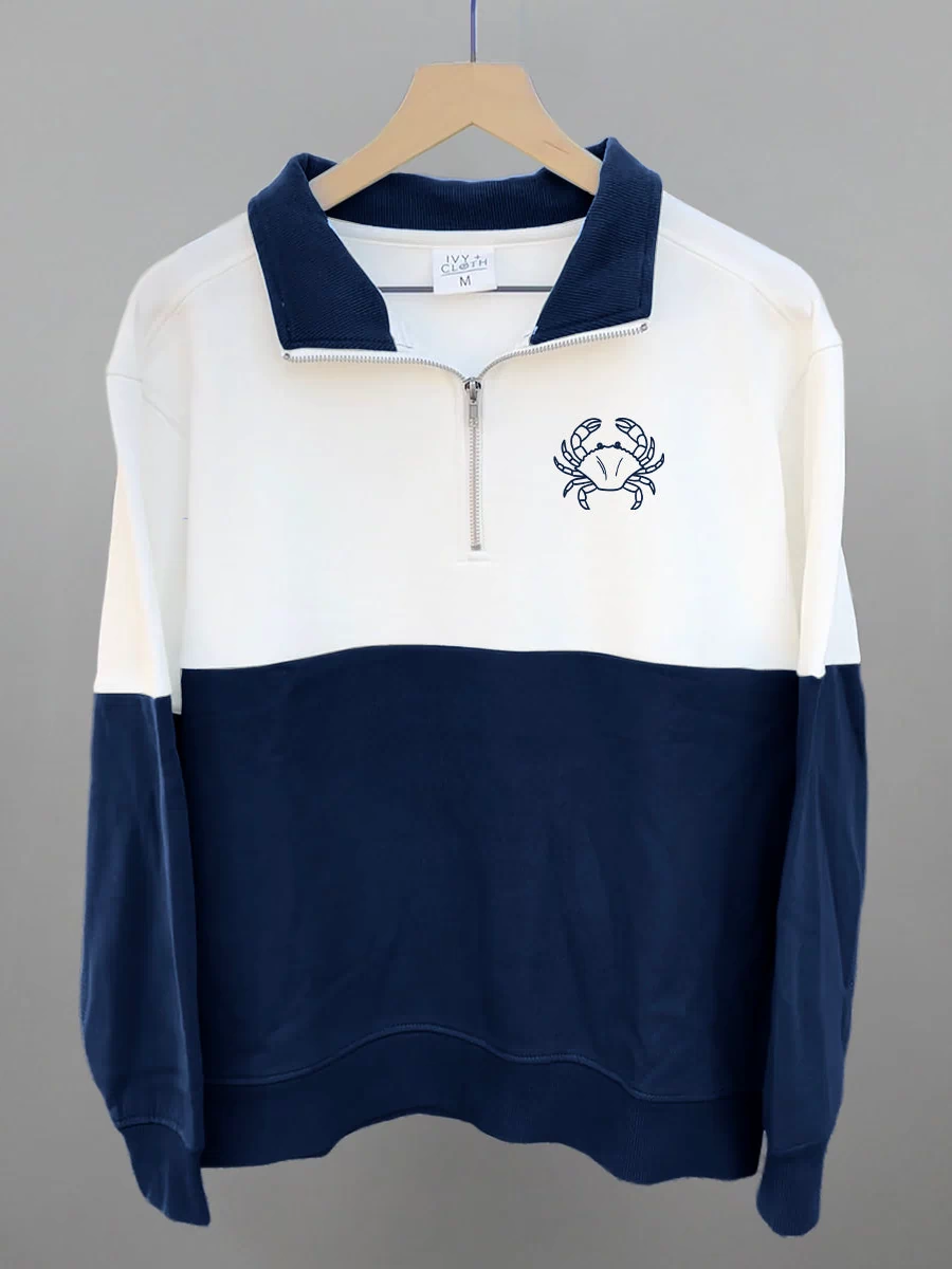 Crab Doodle (Navy Blue) (Left Chest)