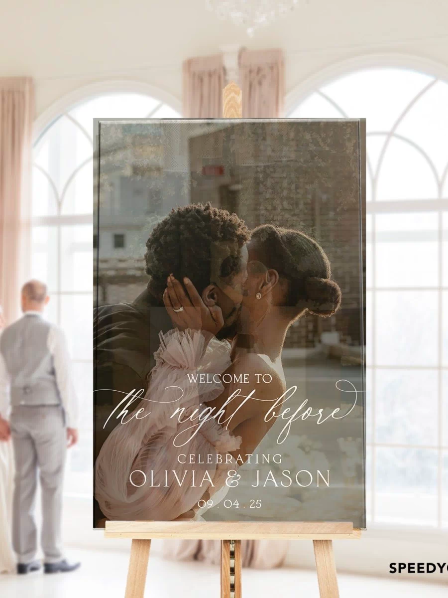 Custom Portrait Photo Rehearsal Dinner Sign in size 24x16, 36x24 and 42x28 Inches - SpeedyOrders