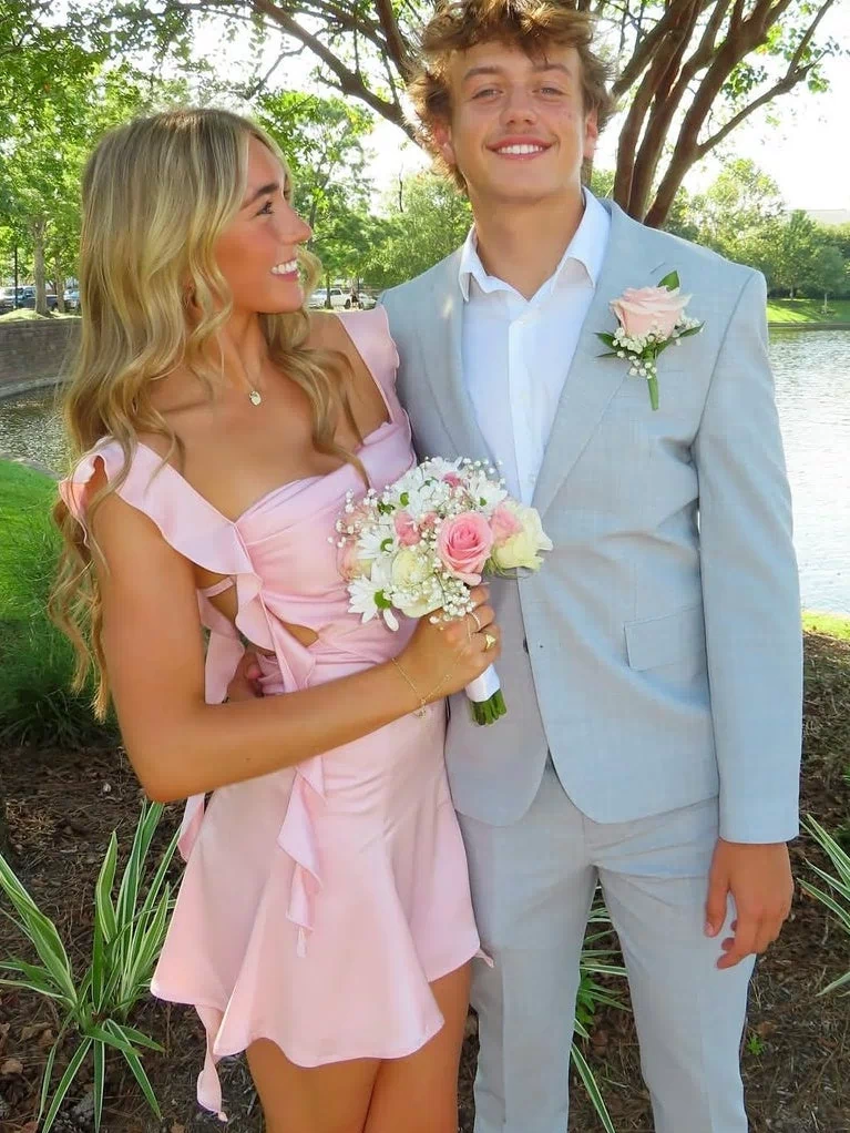 Cute Sheath Square Neck Pink Short Homecoming Dress with Backless