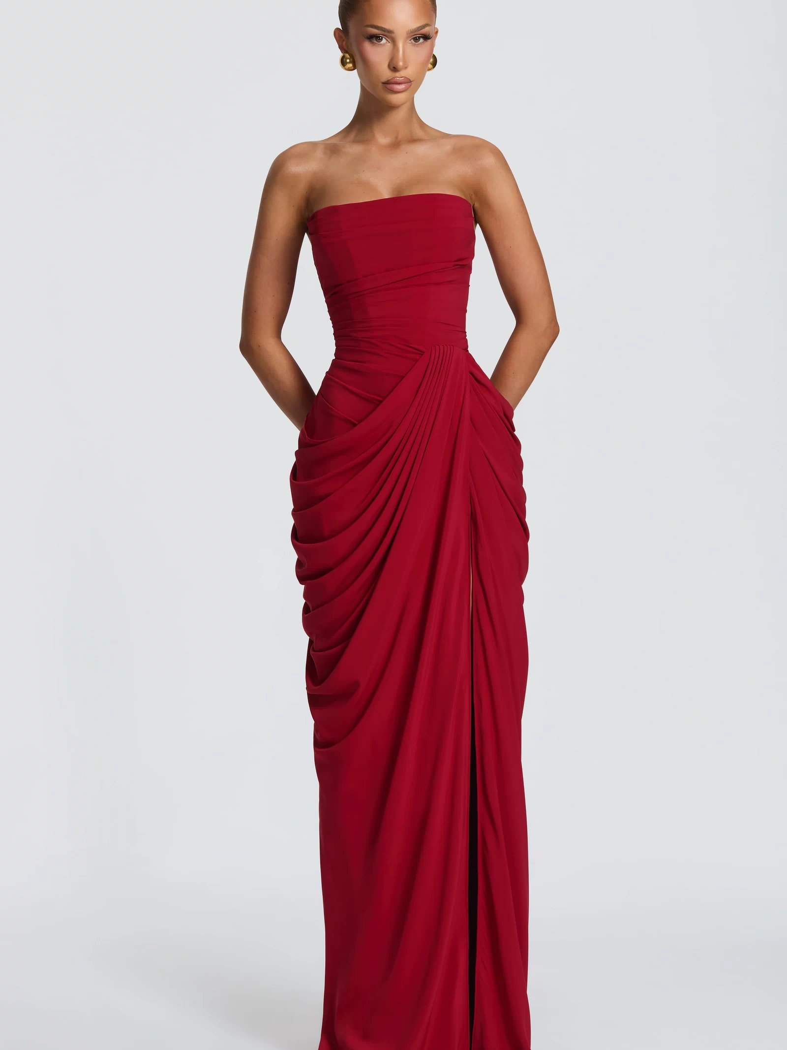 Cyra Maxi Dress - Deep Red Dress Babyboo Fashion Premium Exclusive Design