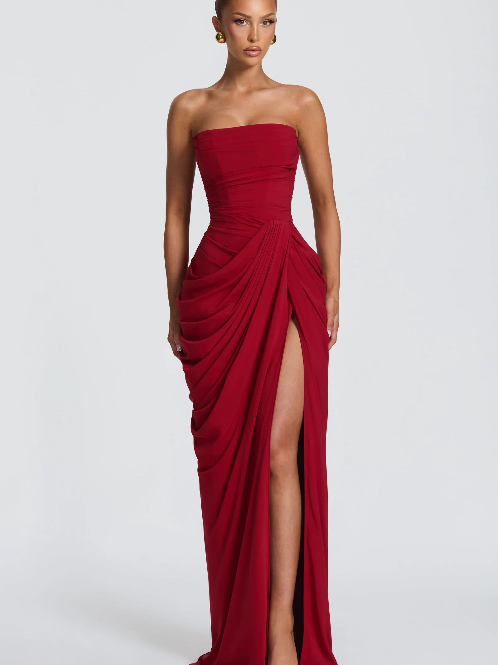 Cyra Maxi Dress - Deep Red Dress Babyboo Fashion Premium Exclusive Design