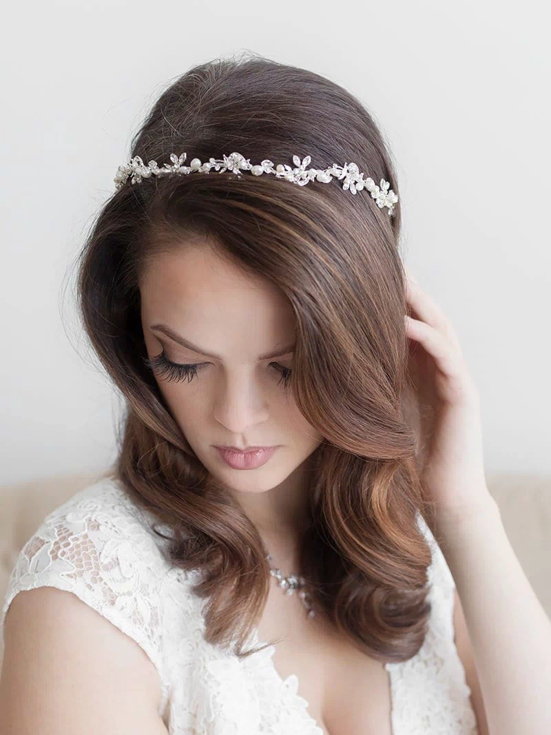 Dahlia Pearl & Crystal Headband – Delicate Bridal Headband Wedding Hair Accessory