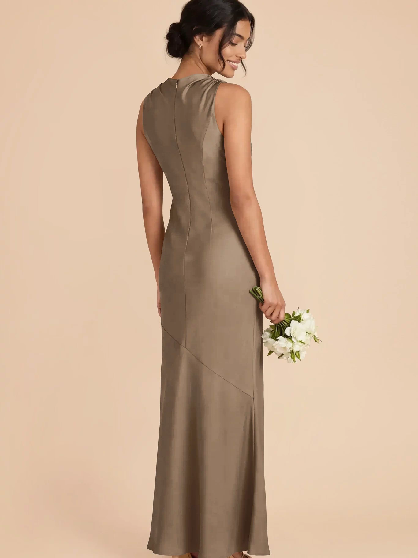 Daisy Matte Satin Dress - Mocha XXL / MOCHA / Rush Production