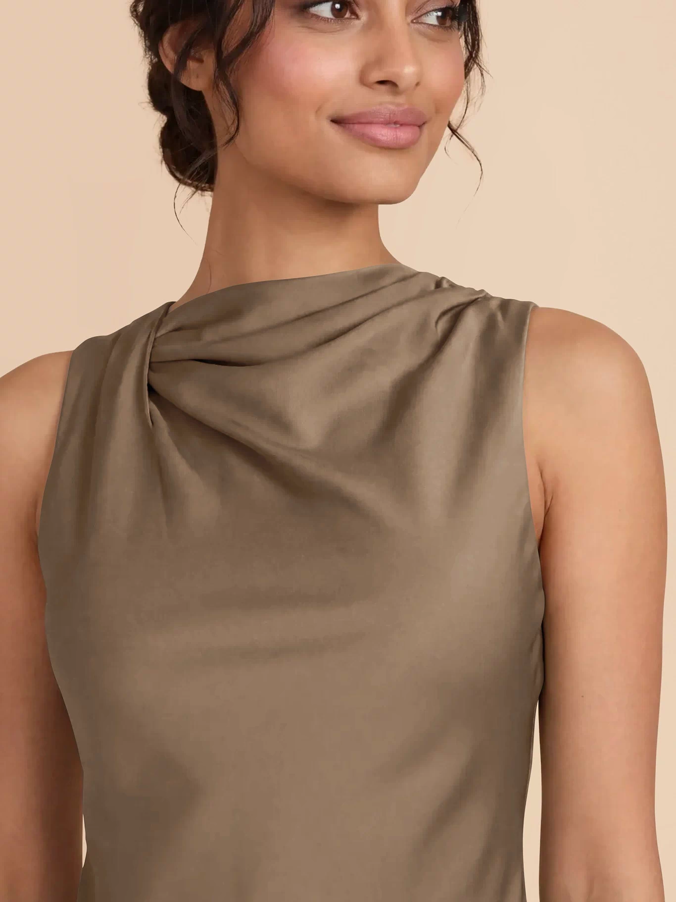 Daisy Matte Satin Dress - Mocha XXL / MOCHA / Rush Production