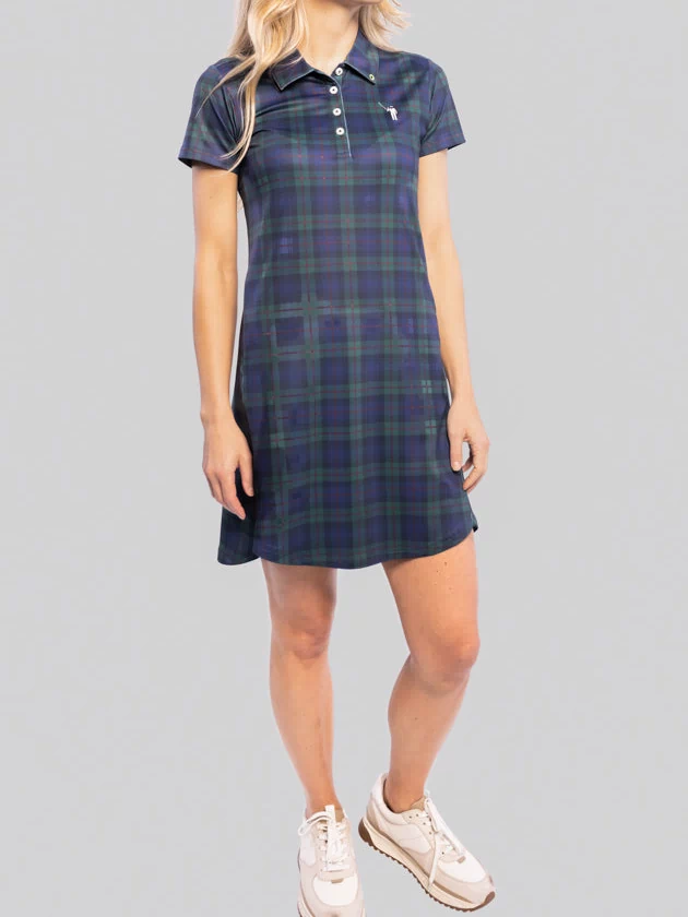 Dark Tartan Women's Polo Dress