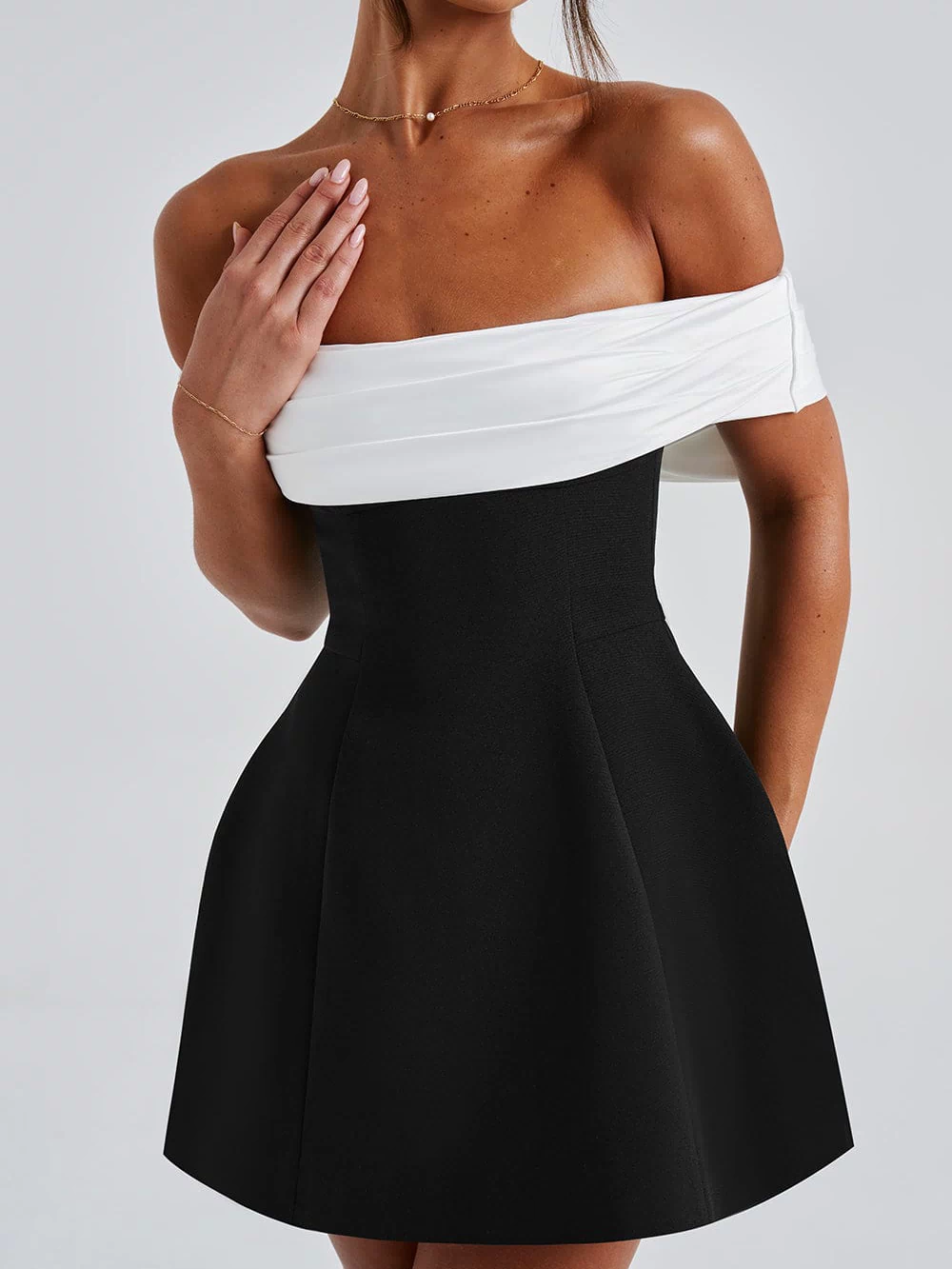 Delta Mini Dress - Black/White Dress Babyboo Fashion Premium Exclusive Design