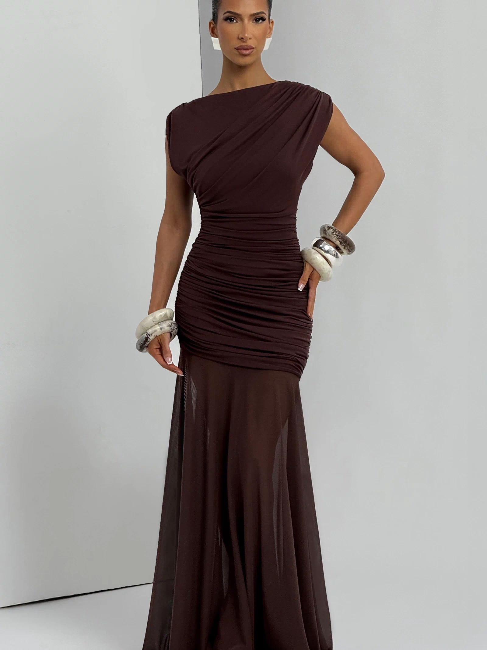 Demelza Maxi Dress - Plum Brown Dress Babyboo Fashion Premium Exclusive Design