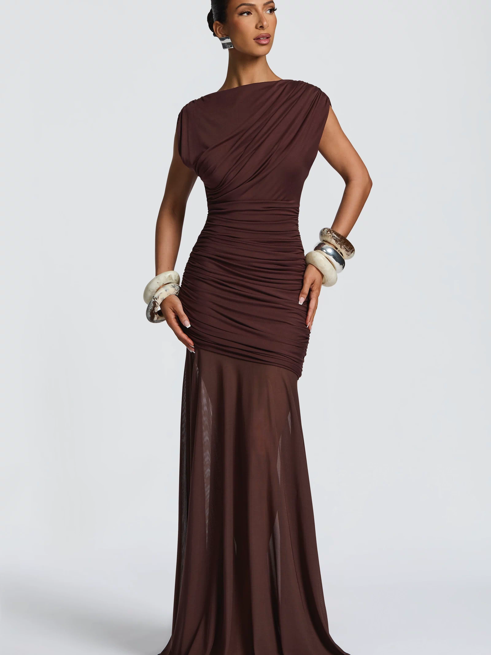 Demelza Maxi Dress - Plum Brown Dress Babyboo Fashion Premium Exclusive Design