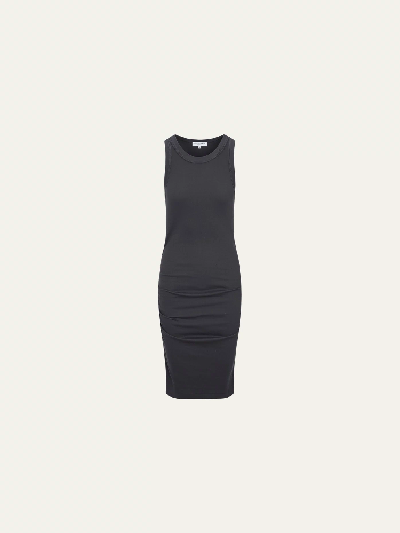 Demi Ribbed Dress in Oxide Grey  Close up View #OXIDE
