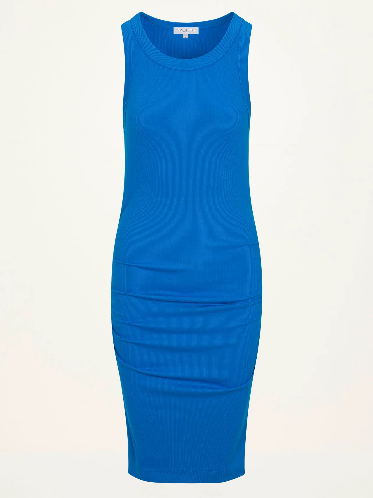Demi Ribbed Dress  in PACIFIC BLUE Close up View #PACIFIC