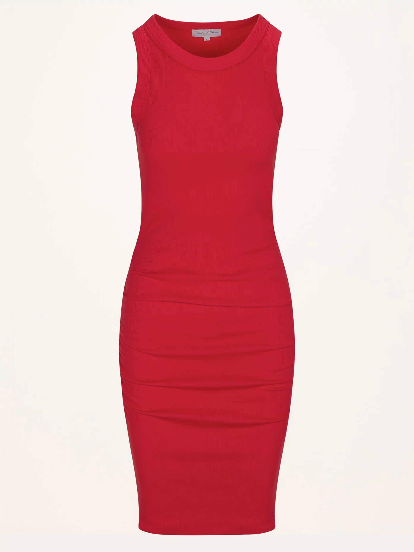 Demi Ribbed Dress  in SAMBA RED Close up View #SAMBA