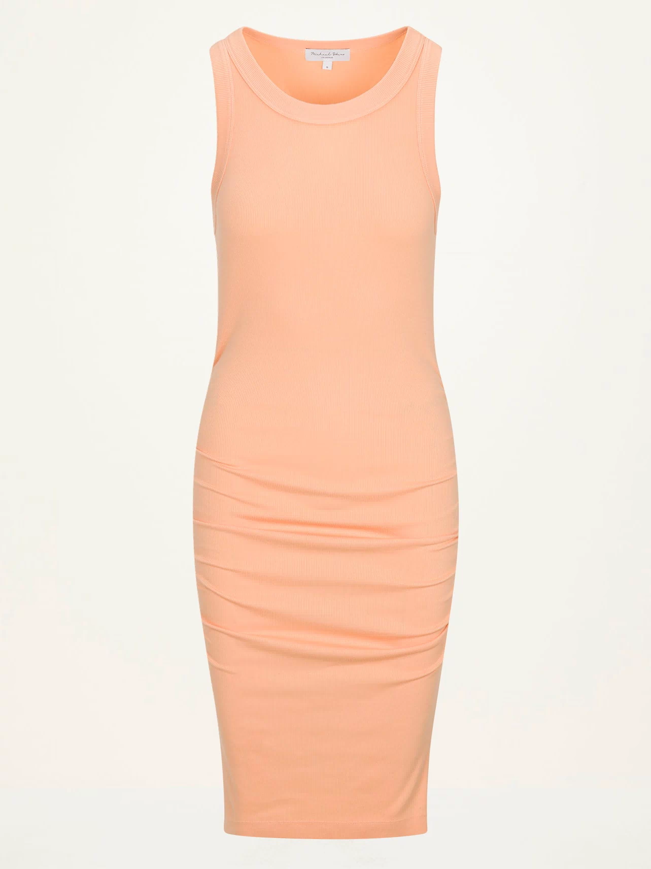 Demi Ribbed Dress  in Tangerine Orange Close Up View  #TANGERINE