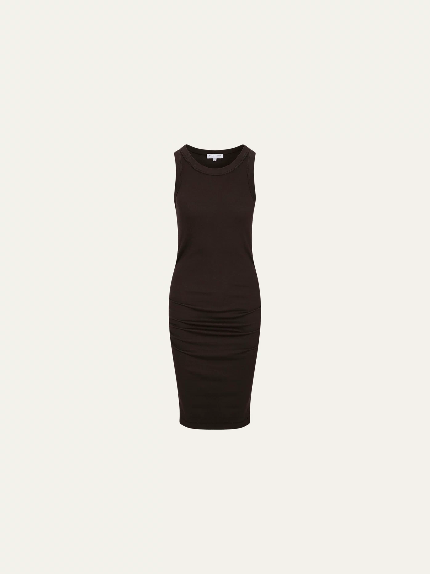 Demi Ribbed Dress in Java Brown Close Up View #JAVA